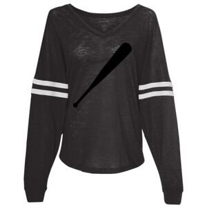 Women’s Slub Jersey Varsitee V-Neck Long Sleeve T-Shirt Thumbnail