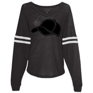 Women’s Slub Jersey Varsitee V-Neck Long Sleeve T-Shirt Thumbnail