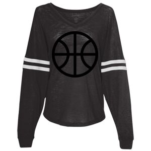 Women’s Slub Jersey Varsitee V-Neck Long Sleeve T-Shirt Thumbnail