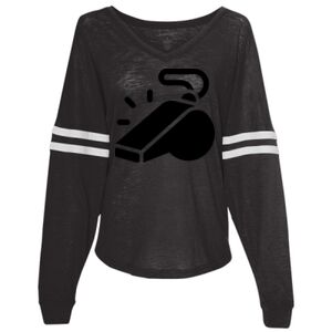 Women’s Slub Jersey Varsitee V-Neck Long Sleeve T-Shirt Thumbnail