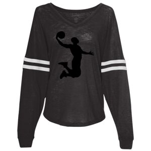 Women’s Slub Jersey Varsitee V-Neck Long Sleeve T-Shirt Thumbnail
