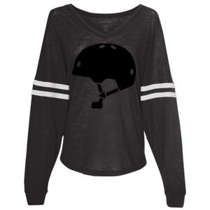 Women’s Slub Jersey Varsitee V-Neck Long Sleeve T-Shirt Thumbnail
