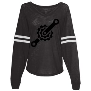 Women’s Slub Jersey Varsitee V-Neck Long Sleeve T-Shirt Thumbnail