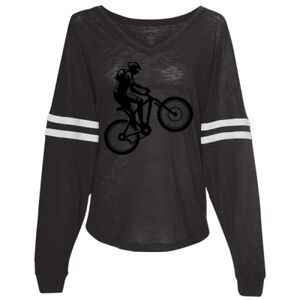 Women’s Slub Jersey Varsitee V-Neck Long Sleeve T-Shirt Thumbnail
