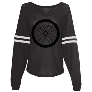 Women’s Slub Jersey Varsitee V-Neck Long Sleeve T-Shirt Thumbnail