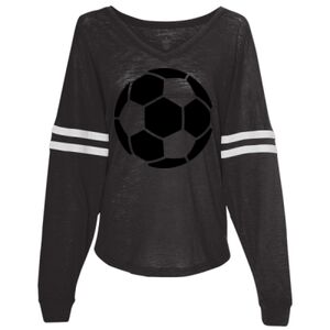 Women’s Slub Jersey Varsitee V-Neck Long Sleeve T-Shirt Thumbnail