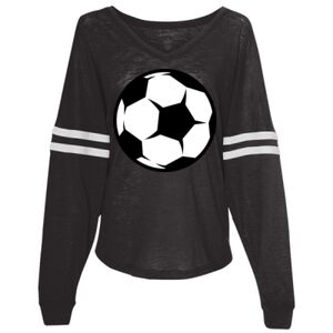Women’s Slub Jersey Varsitee V-Neck Long Sleeve T-Shirt Thumbnail