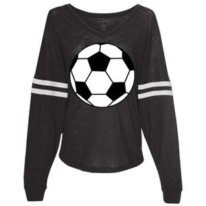 Women’s Slub Jersey Varsitee V-Neck Long Sleeve T-Shirt Thumbnail