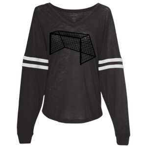 Women’s Slub Jersey Varsitee V-Neck Long Sleeve T-Shirt Thumbnail