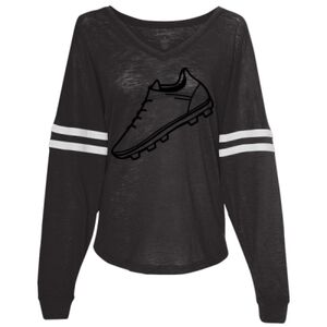 Women’s Slub Jersey Varsitee V-Neck Long Sleeve T-Shirt Thumbnail