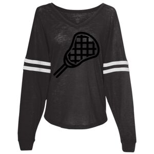 Women’s Slub Jersey Varsitee V-Neck Long Sleeve T-Shirt Thumbnail