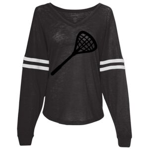 Women’s Slub Jersey Varsitee V-Neck Long Sleeve T-Shirt Thumbnail