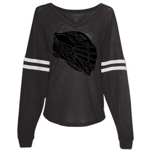 Women’s Slub Jersey Varsitee V-Neck Long Sleeve T-Shirt Thumbnail
