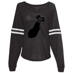 Women’s Slub Jersey Varsitee V-Neck Long Sleeve T-Shirt Thumbnail