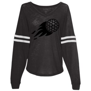 Women’s Slub Jersey Varsitee V-Neck Long Sleeve T-Shirt Thumbnail