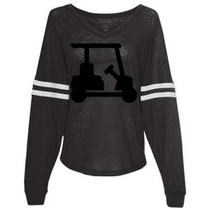 Women’s Slub Jersey Varsitee V-Neck Long Sleeve T-Shirt Thumbnail