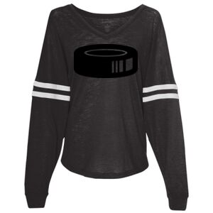 Women’s Slub Jersey Varsitee V-Neck Long Sleeve T-Shirt Thumbnail
