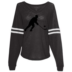 Women’s Slub Jersey Varsitee V-Neck Long Sleeve T-Shirt Thumbnail