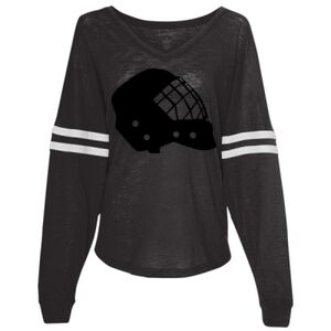 Women’s Slub Jersey Varsitee V-Neck Long Sleeve T-Shirt Thumbnail