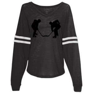 Women’s Slub Jersey Varsitee V-Neck Long Sleeve T-Shirt Thumbnail