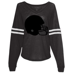 Women’s Slub Jersey Varsitee V-Neck Long Sleeve T-Shirt Thumbnail