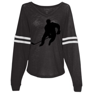 Women’s Slub Jersey Varsitee V-Neck Long Sleeve T-Shirt Thumbnail