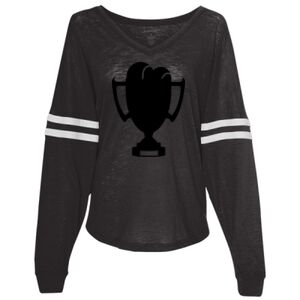 Women’s Slub Jersey Varsitee V-Neck Long Sleeve T-Shirt Thumbnail