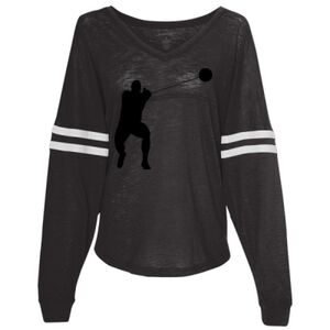 Women’s Slub Jersey Varsitee V-Neck Long Sleeve T-Shirt Thumbnail