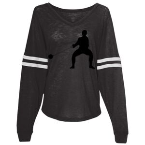 Women’s Slub Jersey Varsitee V-Neck Long Sleeve T-Shirt Thumbnail