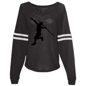 Women’s Slub Jersey Varsitee V-Neck Long Sleeve T-Shirt Thumbnail