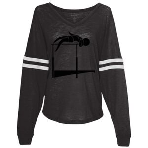 Women’s Slub Jersey Varsitee V-Neck Long Sleeve T-Shirt Thumbnail
