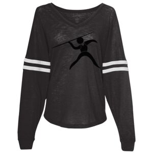 Women’s Slub Jersey Varsitee V-Neck Long Sleeve T-Shirt Thumbnail