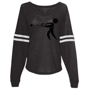 Women’s Slub Jersey Varsitee V-Neck Long Sleeve T-Shirt Thumbnail