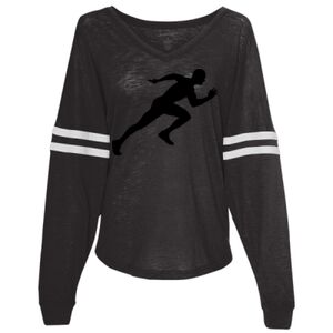 Women’s Slub Jersey Varsitee V-Neck Long Sleeve T-Shirt Thumbnail
