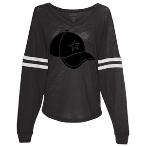Women’s Slub Jersey Varsitee V-Neck Long Sleeve T-Shirt Thumbnail