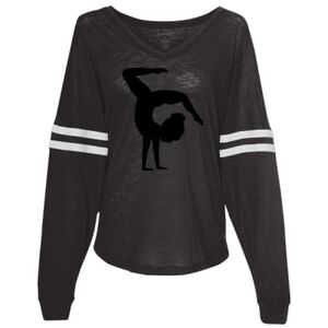 Women’s Slub Jersey Varsitee V-Neck Long Sleeve T-Shirt Thumbnail