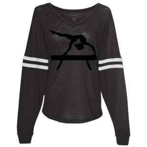 Women’s Slub Jersey Varsitee V-Neck Long Sleeve T-Shirt Thumbnail