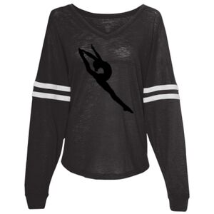 Women’s Slub Jersey Varsitee V-Neck Long Sleeve T-Shirt Thumbnail