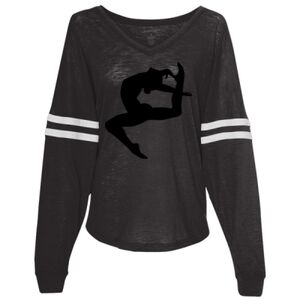 Women’s Slub Jersey Varsitee V-Neck Long Sleeve T-Shirt Thumbnail