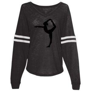 Women’s Slub Jersey Varsitee V-Neck Long Sleeve T-Shirt Thumbnail