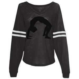 Women’s Slub Jersey Varsitee V-Neck Long Sleeve T-Shirt Thumbnail