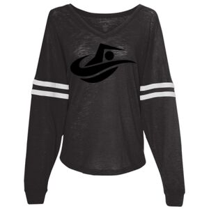 Women’s Slub Jersey Varsitee V-Neck Long Sleeve T-Shirt Thumbnail