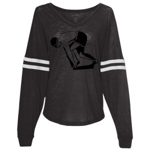 Women’s Slub Jersey Varsitee V-Neck Long Sleeve T-Shirt Thumbnail