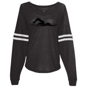 Women’s Slub Jersey Varsitee V-Neck Long Sleeve T-Shirt Thumbnail