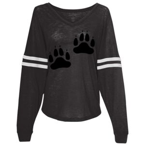 Women’s Slub Jersey Varsitee V-Neck Long Sleeve T-Shirt Thumbnail