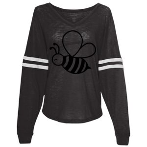 Women’s Slub Jersey Varsitee V-Neck Long Sleeve T-Shirt Thumbnail