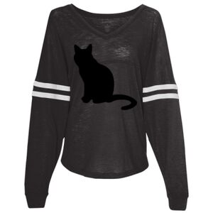 Women’s Slub Jersey Varsitee V-Neck Long Sleeve T-Shirt Thumbnail
