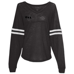 Women’s Slub Jersey Varsitee V-Neck Long Sleeve T-Shirt Thumbnail