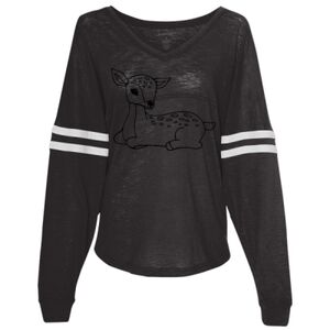 Women’s Slub Jersey Varsitee V-Neck Long Sleeve T-Shirt Thumbnail
