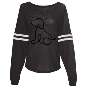 Women’s Slub Jersey Varsitee V-Neck Long Sleeve T-Shirt Thumbnail